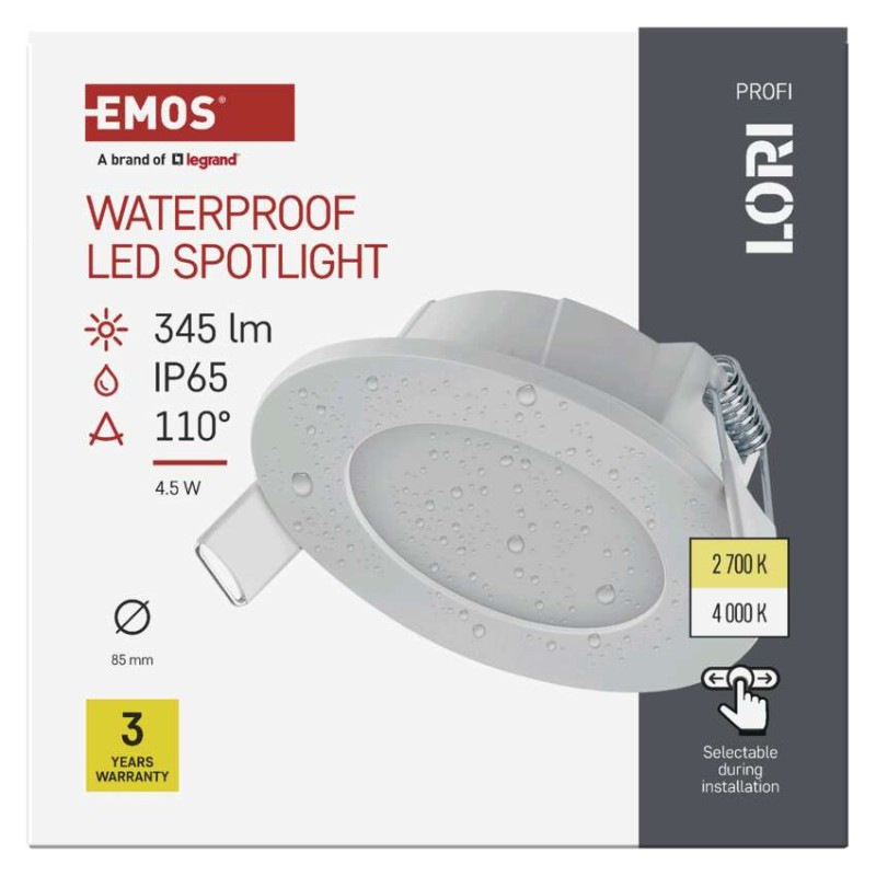 LED bodové svietidlo LORI 4,5W 345LM IP65 CCT bielá 12