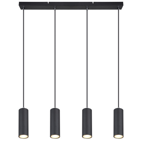 Závesné svietidlo, kov čierny, čierny PVC kábel, DxŠxV:650x60x1200mm, bez žiaroviek 4x GU10, max. 35 3