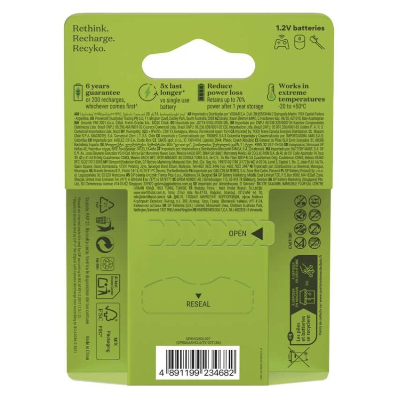 Nabíjacia batéria GP Recharge 800 AAA (HR03) 6 ks 2