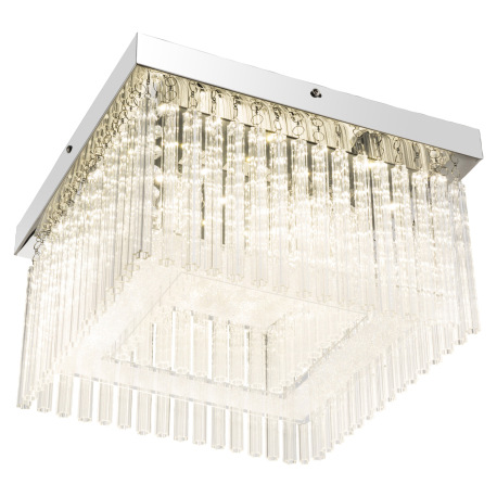 Stropné svietidlo, chróm, akryl, sklenené tyčinky číre, sklo číre, DxŠxV:360x360x215, vrátane 1xLED 5