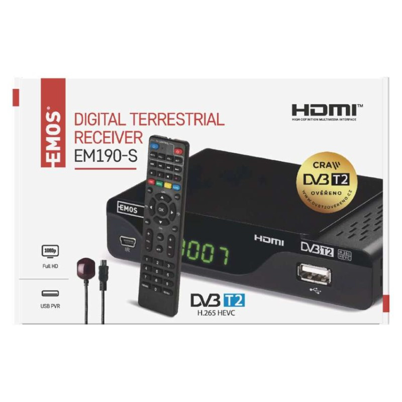 Set-top box EMOS EM190-S HD HEVC H265 (DVB-T2) 2