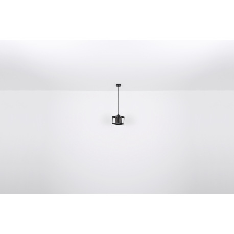 Závesné svietidlo kov čierny matný, sklenené kryštály dymovej farby, možnosť nastavenia výšky, DxŠxV 9