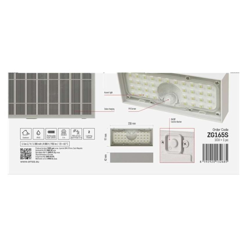 LED solárne svietidlo BRIXO so senzorom pohybu, neutrálna biela 8