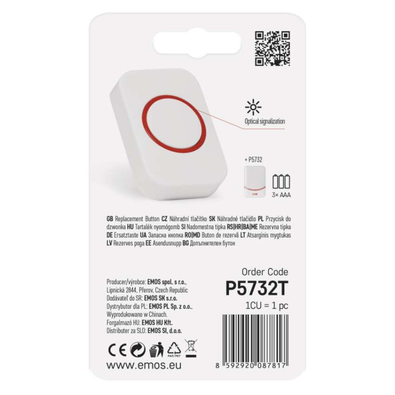 Vonkajšie tlačidlo pre domový bezdrôtový zvonček P5732 na 1x CR2032 4