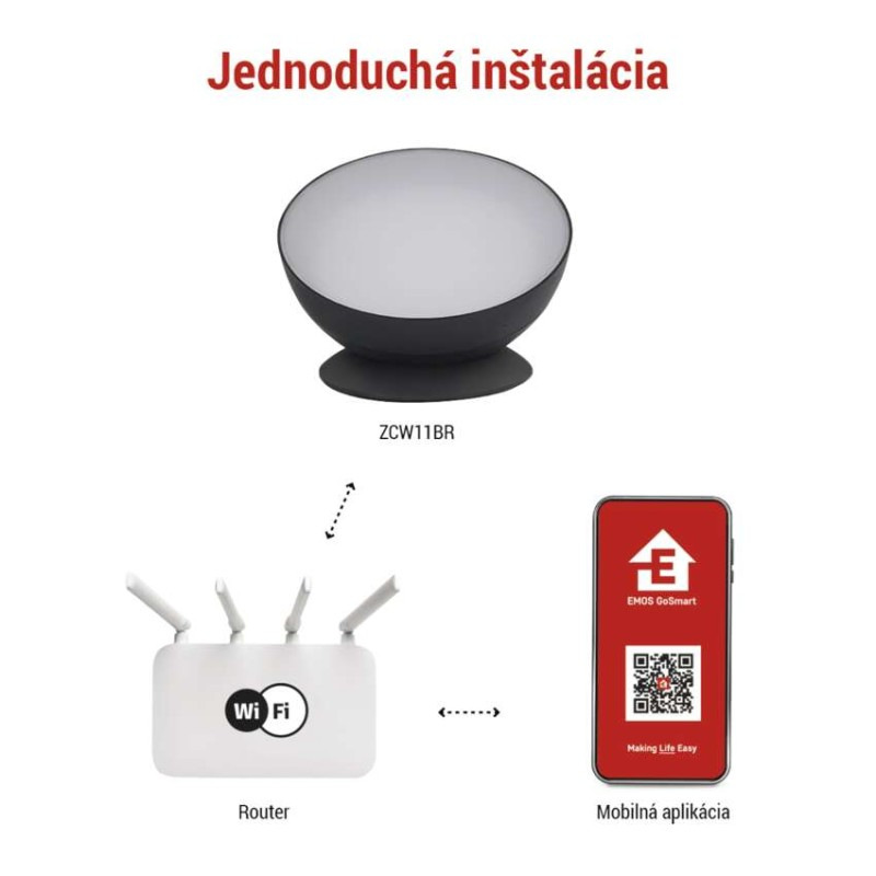 GoSmart LED ambientná lampa, čierna, teplá biela–studená biela/ RGB, WiFi 5