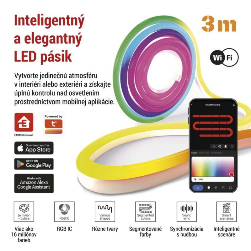 GoSmart Flexibilný LED pásik NEON biely, 3 m, 23 W, RGBIC stmievateľný, WiFi 1