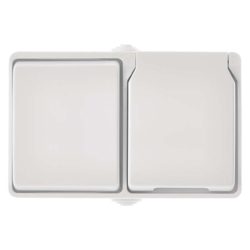 Zásuvka+Vypínač striedavý č.6 IP44 French biela