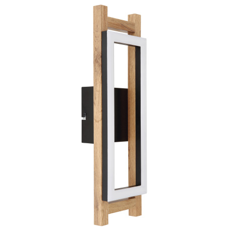 Nástenné svietidlo, kov čierny, MDF tmavohnedý, plast biely, ŠxV:135x450mm, H: 75mm, vrátane LED 10W 10