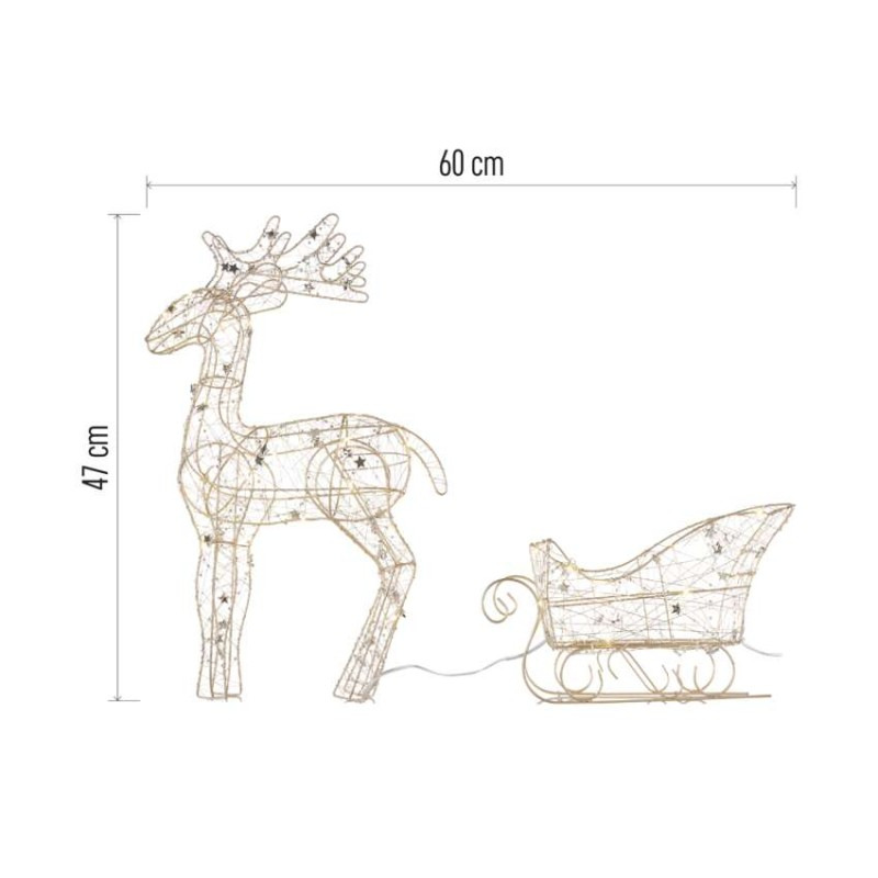 LED sobí záprah – 47 cm, 3x AA, vnútorný, teplá biela, časovač 2