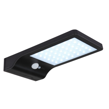 Solárne svietidlo, plast čierny/priehľadný/biely, vypínač, aku. CR18650 1500mAh 3.7V, senzor, IP44,