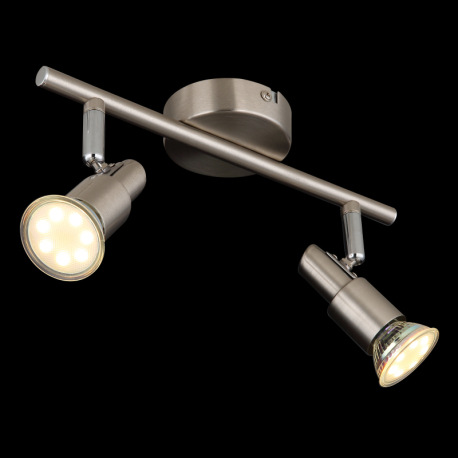 Nástenné svietidlo, kov nikel matný, kov chróm, DxŠxV: 270x80x110mm, vrátane žiarovky 2xGU10 LED 3W 11