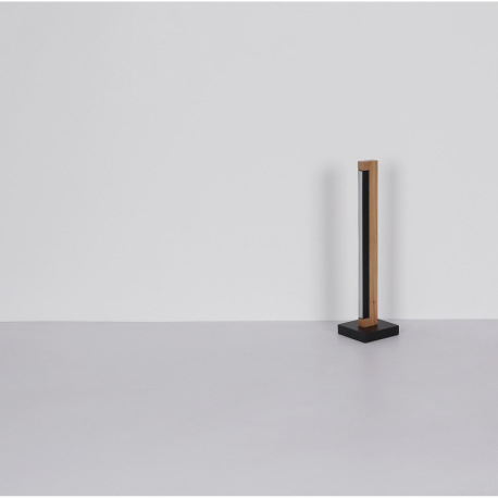 Stojanové svietidlo, kov čierny, drevo tmavohnedé, hliník čierny, plast biely, kábel PVC čierny, vyí 15