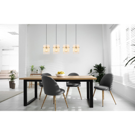 Závesné svietidlo, kov zlatej farby, sklenené tyče biele, priehľadné, kábel PVC čierny, možnosť skrá 2