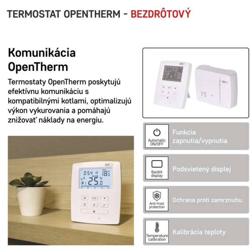 Izbový programovateľný bezdrôtový OpenTherm termostat P5611OT 1
