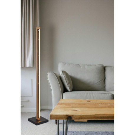 Stojanové svietidlo, kov čierny, drevo tmavohnedé, hliník čierny, plast biely, kábel PVC čierny, vyí 9