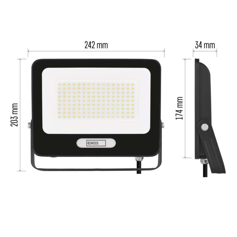 LED reflektor GLARO 100W, čierny, IP65, 10000 lm, neutrálna biela 5