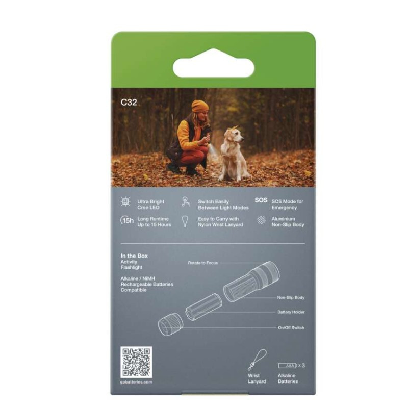 CREE LED ručné svietidlo GP C32, 300 lm, 3× AAA, fokus 7