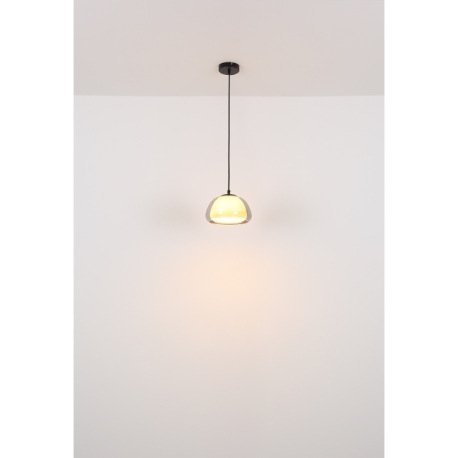 Závesné svietidlo, kov čierny matný, sklo dymové/biele, textilný kábel čierny, možnosť skrátenia výš 12