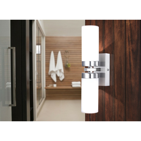 Nástenné svietidlo, nikel matný, sklo biele satinované, pre vnútorné použitie, IP44, DxV:120x310, H: 12