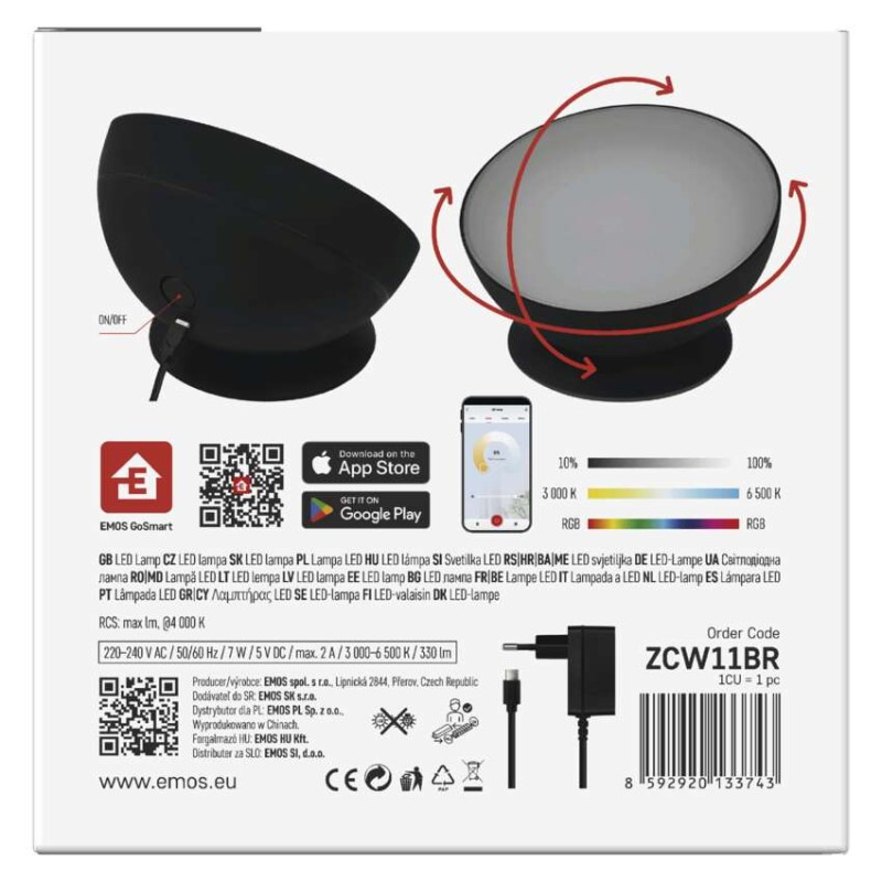 GoSmart LED ambientná lampa, čierna, teplá biela–studená biela/ RGB, WiFi 10