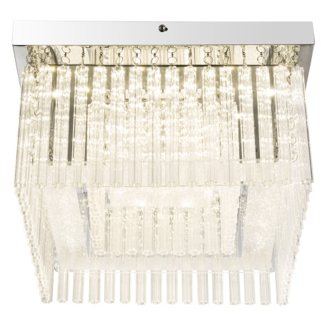 Stropné svietidlo, chróm, akryl, sklenené tyčinky číre, sklo číre, DxŠxV:360x360x215, vrátane 1xLED 7