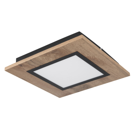 Stropné svietidlo kov čierny matný, MDF imitácia dreva, plast biely, DxŠxV: 300x300x45mm, LED 12W 23 2