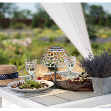 Solárne svietidlo, kov strieborný antik, zlatý, čierny, s dekoratívnym dierovaním, zapichovací hrot 7