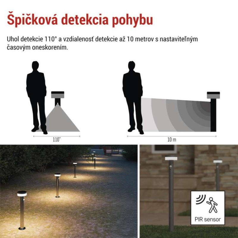 LED záhradné solárne stĺpikové svietidlo TERION, senzor súmraku, 12,5 x 12,5 x 80 cm 4