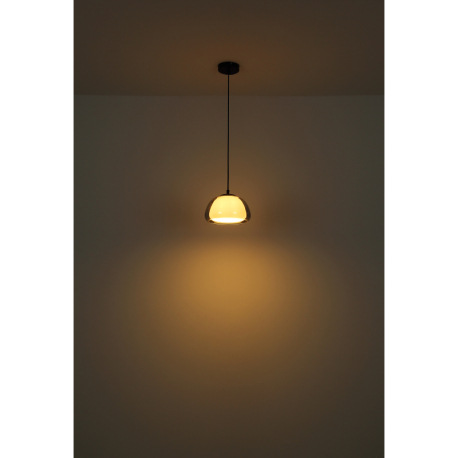 Závesné svietidlo, kov čierny matný, sklo dymové/biele, textilný kábel čierny, možnosť skrátenia výš 4