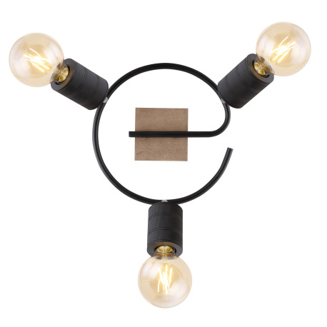 Stropné svietidlo, drevo hnedé, kov čierny, Ø 290, V: 210, bez žiaroviek 3xE27 60W 230V 10