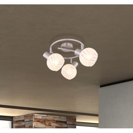 Stropné svietidlo, nikel, sklo priehľadné biele, Ø 280, V: 192, bez žiaroviek 3xE27, max. 40W 230V 10