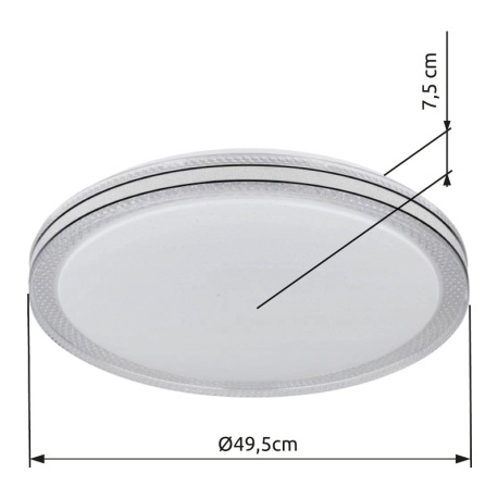 Stropné svietidlo, kov biely, plast biely s trblietavým efektom, plastové krištále číre, plastové oz 16