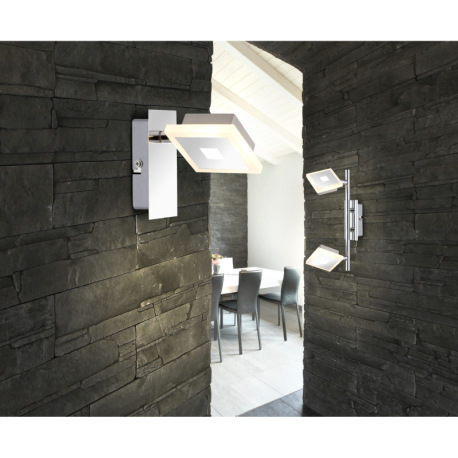 Nástenné svietidlo, kov, chróm, satinovaný akryl, ŠxV:75x110, H: 125, vrátane 1xLED 5W 230V, 210lm, 1