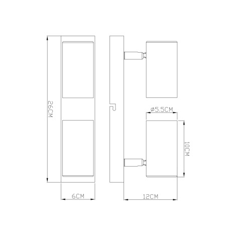 Stropné svietidlo, kov zlatý brúsený, DxŠxV: 260x60x120mm, bez žiaroviek 2x GU10, max. 35W 230V 11
