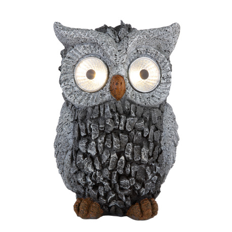 Solárne svietidlo, plast sivý, sova, IP44, akumulátor AA 200mAh 1,2V, DxŠxV:135x115x195, vrátane 2xL 9