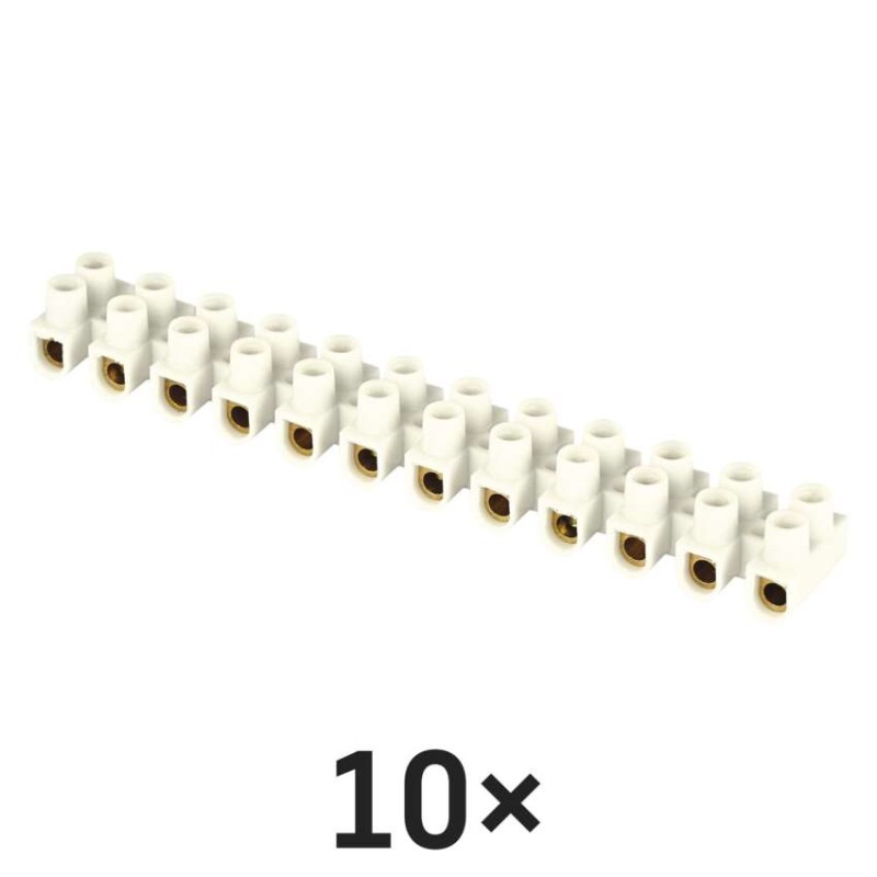 Skrutková svorkovnica 12× 4–6mm2, 450 V, biela, 10 ks