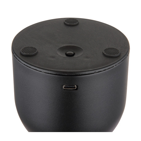 Nabíjateľná stolová lampa, kov čierny, akryl číry, krištáľový efekt, stmievateľné, plynulá regul. do 5