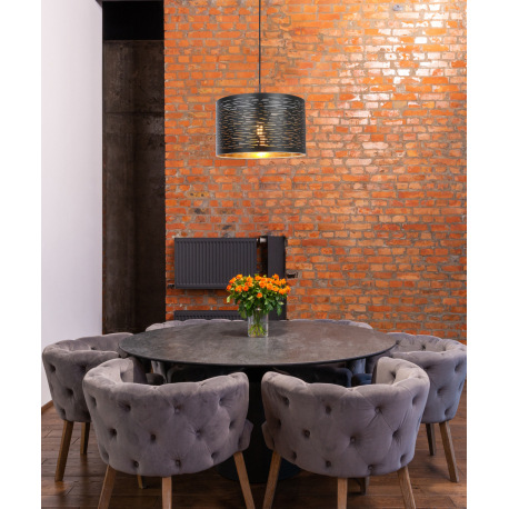 Závesné svietidlo, kov čierny, plast čierny a zlatý, Ø380, V:1200, bez žiarovky 1xE27, max. 40W 230V 5