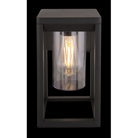 Vonkajšie, nástenné svietidlo, hliník, čierny matný, plast priehľadný, IP44, ŠxV:150x270, H: 165, be 11