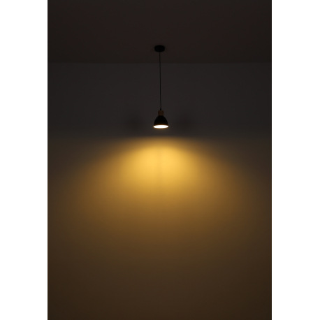 Závesné svietidlo, kov čierny a biely, kov vzhľad dreva, čierny PVC kábel, ø: 180mm, V:1200mm, bez ž 4