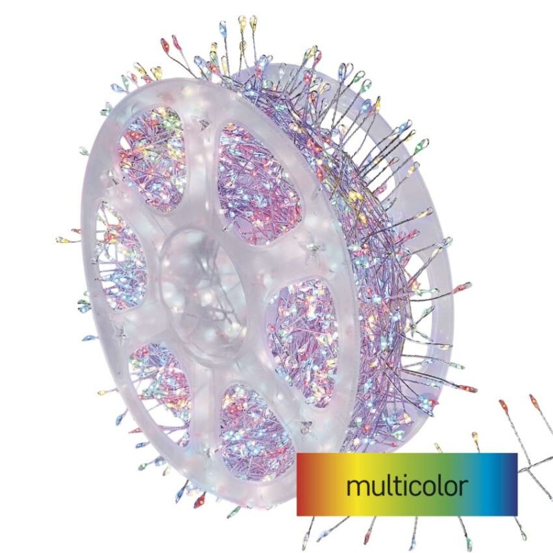 LED nano reťaz na cievke, strieborný, 14,4 m, multicolor, časovač