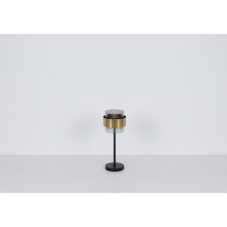 Stolová lampa, kov čierny matný, sklo, mosadz, vypínač, ø: 180mm, V: 470mm, dĺžka 1500mm, bez žiarov 8