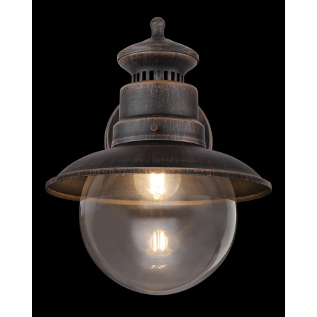 Vonkajšie svietidlo, oceľ, farba imitujúca hrdzu, sklo priehľadné, smerom dole, IP44, ŠxV:215x270, H 5