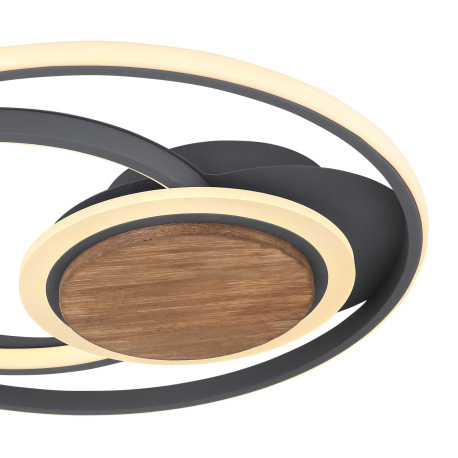 Stropné svietidlo, kov grafit, tmavohnedé drevo, akryl biely, Ø495, V:80, vrátane 1xLED 45W 230V, 49 4