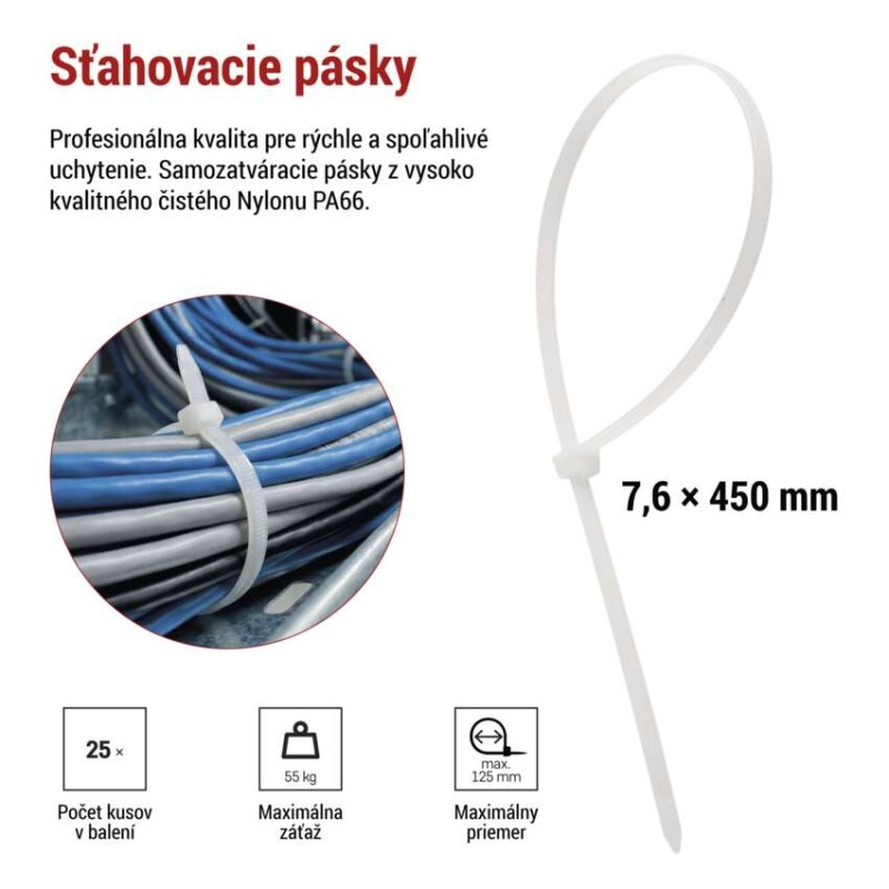 Sťahovacia páska 450×7,6, biela, 25 ks 6