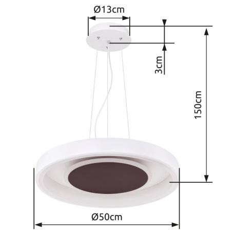 Závesné svietidlo, kov biely, akryl biely, kov hnedý, pamäťová funkcia, nočné svetlo, stmievateľné, 9