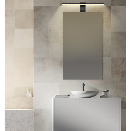 Nástenné svietidlo kov čierny matný, akryl biely, IP44, ŠxV: 608x80mm, H: 150mm, vrátane LED 10W 230 8