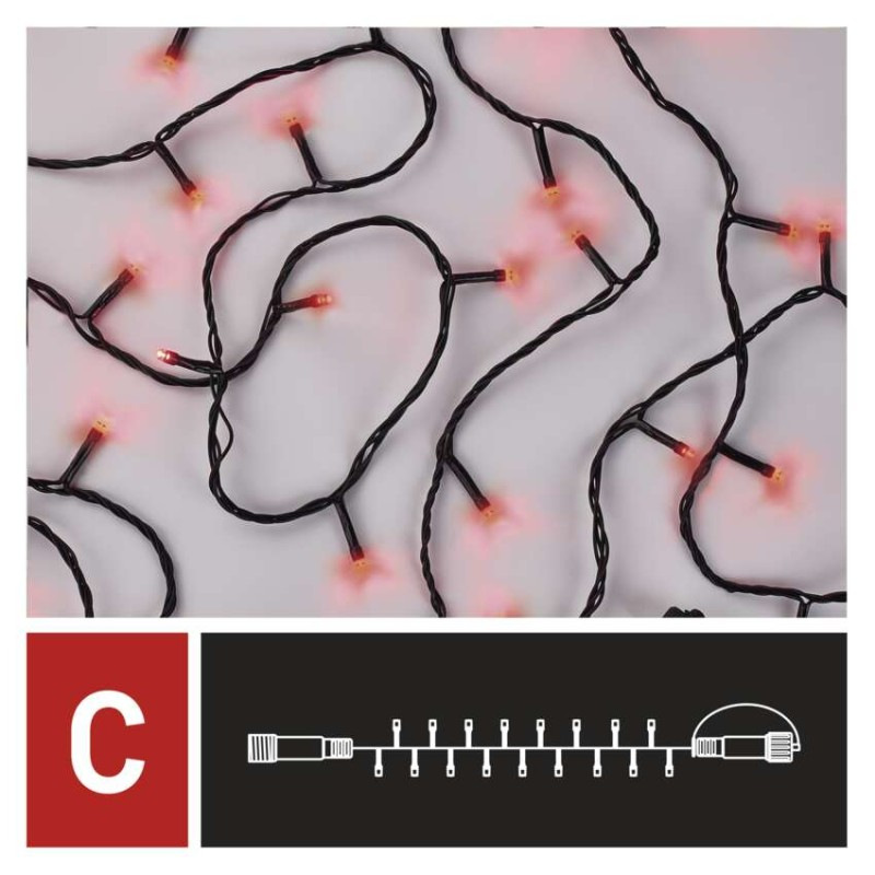 Standard LED spojovacia vianočná reťaz, 10 m, vonkajšia aj vnútorná, červená 9