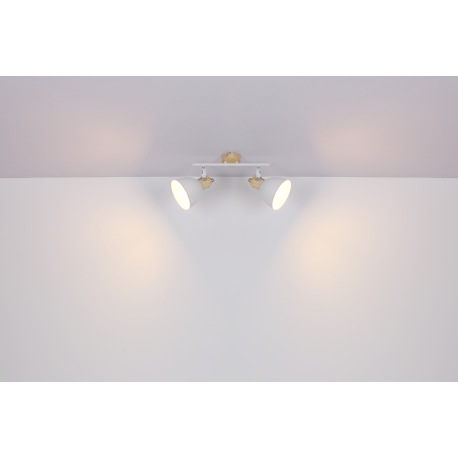 Nástenné svietidlo, kov biely, kov imitácia dreva, DxŠxV: 350x150x215, bez žiaroviek 2xE27, max. 40W 7