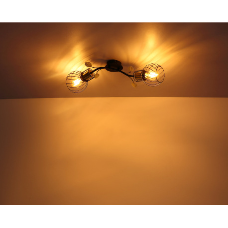 Stropné svietidlo, kov čierny a mosadzný, s dekoratívnymi listami, DxŠxV:710x540x165, bez žiaroviek 6